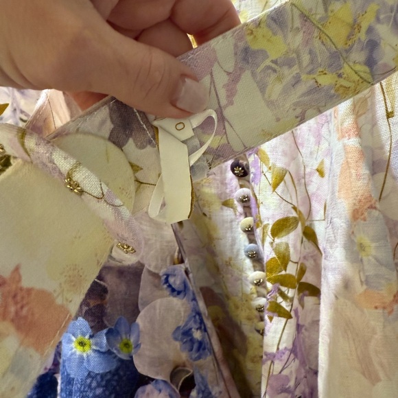 Zimmermann Rhythmic Floral Buttoned linen mini dress US 4 AU 0 - Picture 6 of 7